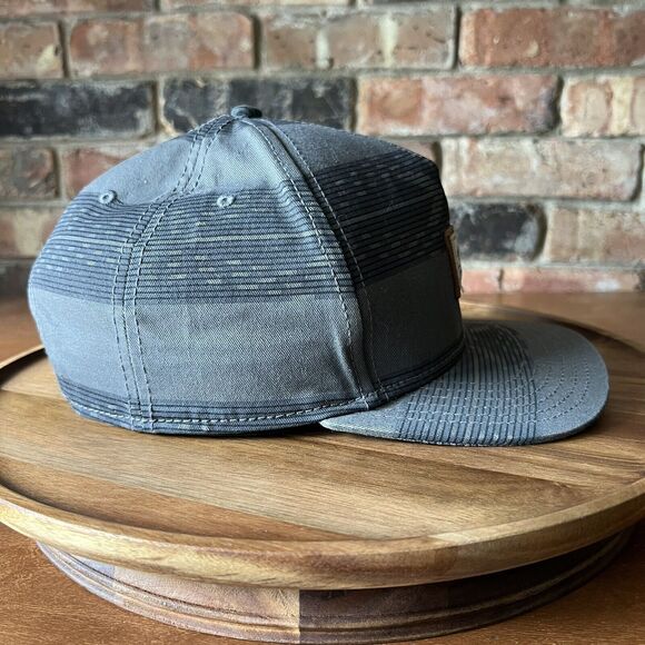 Vans Off The Wall Hat Gray Striped Canvas Brown Logo Adjustable Cap Mens - Picture 8 of 16